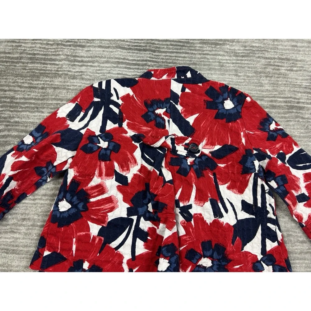 Ruby Rd Jacket Womens 10 Multicolor Cropped‎ 3/4 Sleeve Cotton